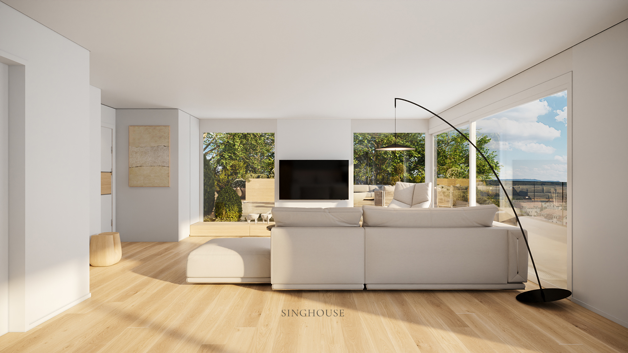Tỷ lệ nội thất được tính toán kỹ lưỡng giúp phòng khách căn hộ phong cách Scandinavian trở nên thoáng đãng