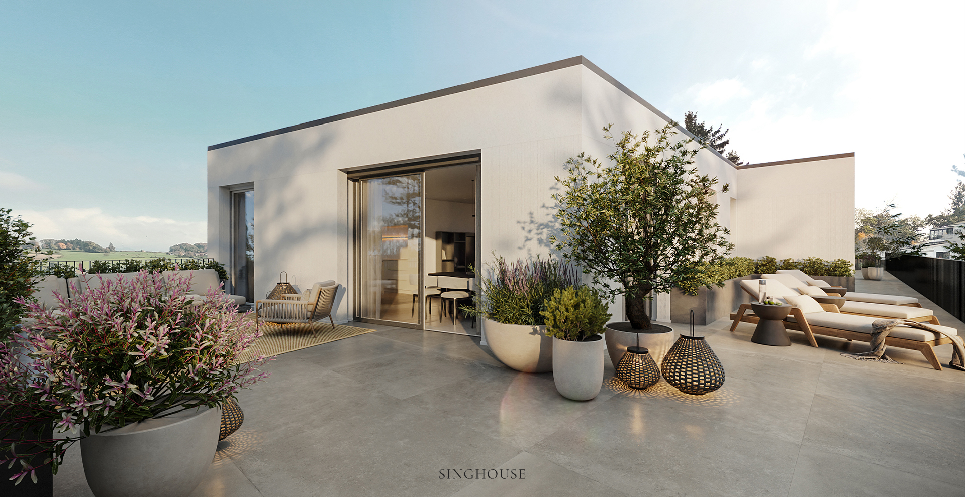 Tận hưởng khoảng nghỉ ngay tại ban công trong thiết kế căn hộ phong cách Scandinavian.