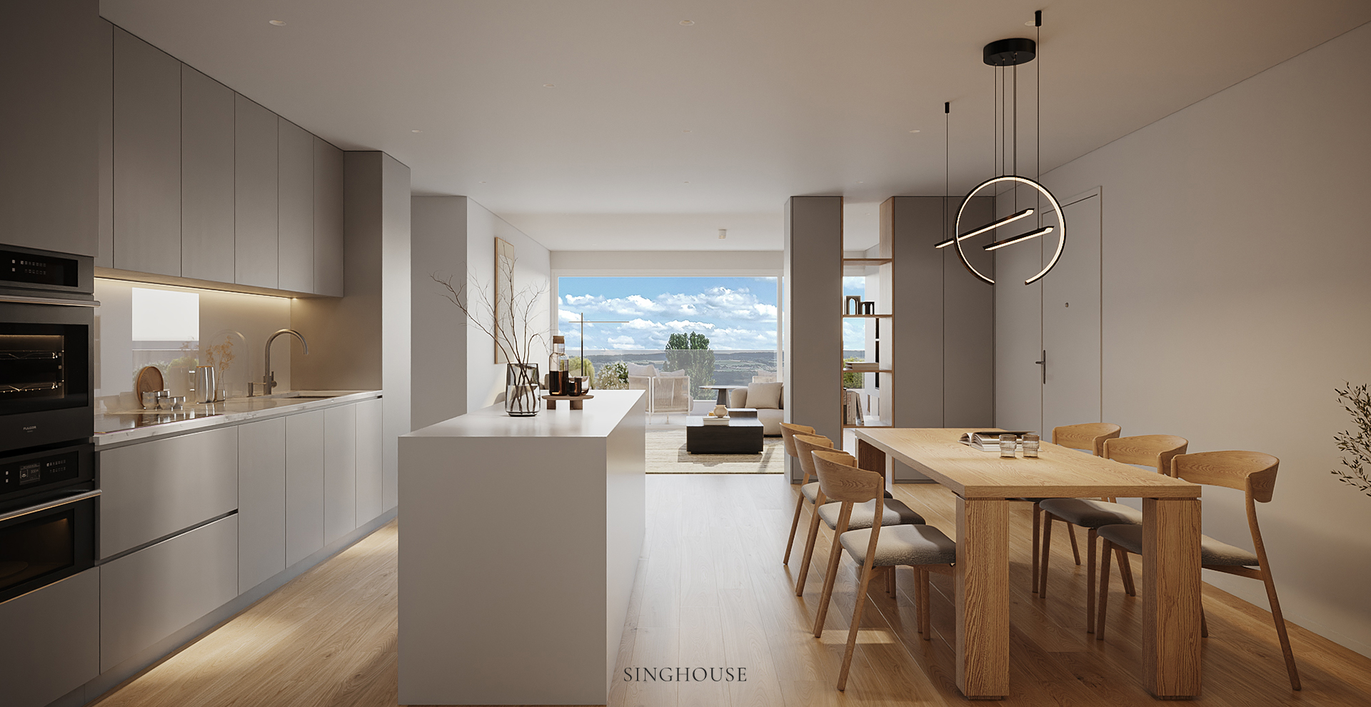 Không cần mọi món đồ đồng nhất về kiểu dáng, công ty thiết kế căn hộ Scandinavian ở Đà Nẵng vẫn có thể tạo nên sự hài hòa qua cách sắp xếp và kết nối chất liệu.