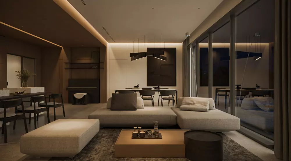 thiết kế nội thất chung cư 3 phòng ngủ phong cách tối giản