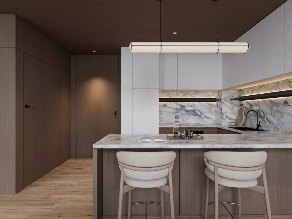 thiết kế nội thất chung cư 80m2 phòng bếp