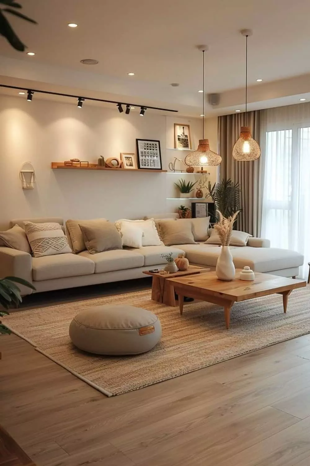 thiết kế phòng khách tối giản