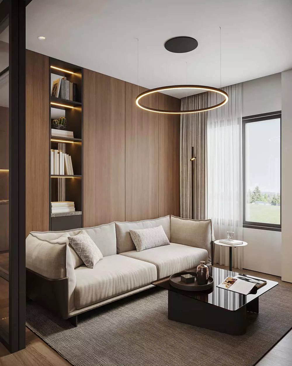 thiết kế phòng khách tối giản