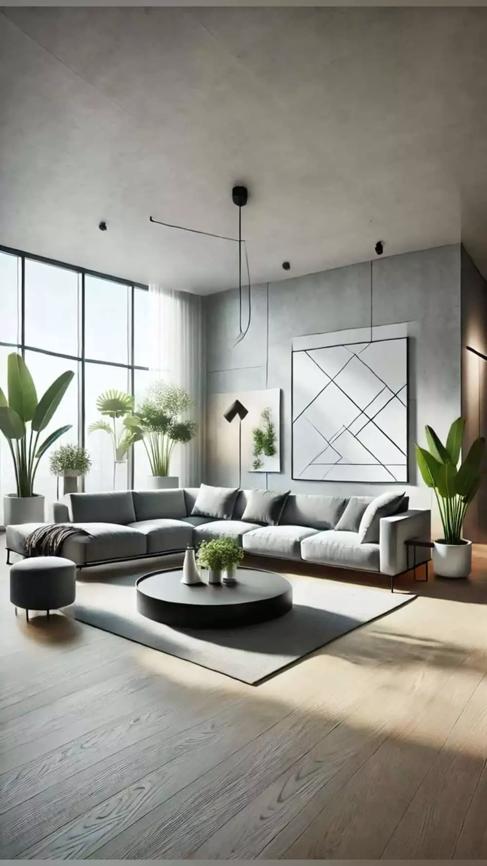 thiết kế phòng khách tối giản